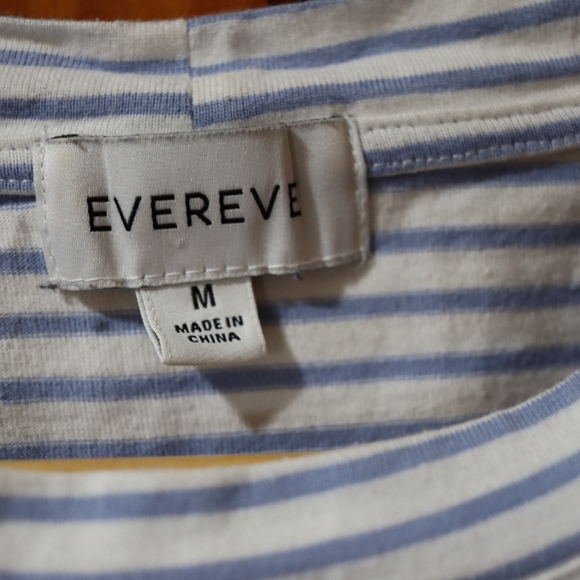 Evereve White and Blue Tie Front Muscle Tee Striped Preppy Nautical Medium - Picture 5 of 9